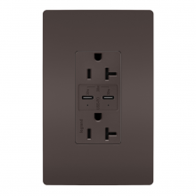 Legrand TR20USBPD - radiant? 20A Tamper Resistant Ultra Fast PLUS Power Delivery USB Type C/C Outlet, Brown