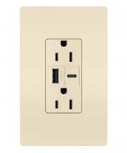 Legrand R26USBACLA - radiant? 15A Tamper-Resistant USB Type A/C Outlet, Light Almond