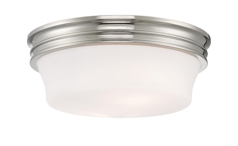 Galen Glass Flush Mount Ceiling Light - Polished Nickel