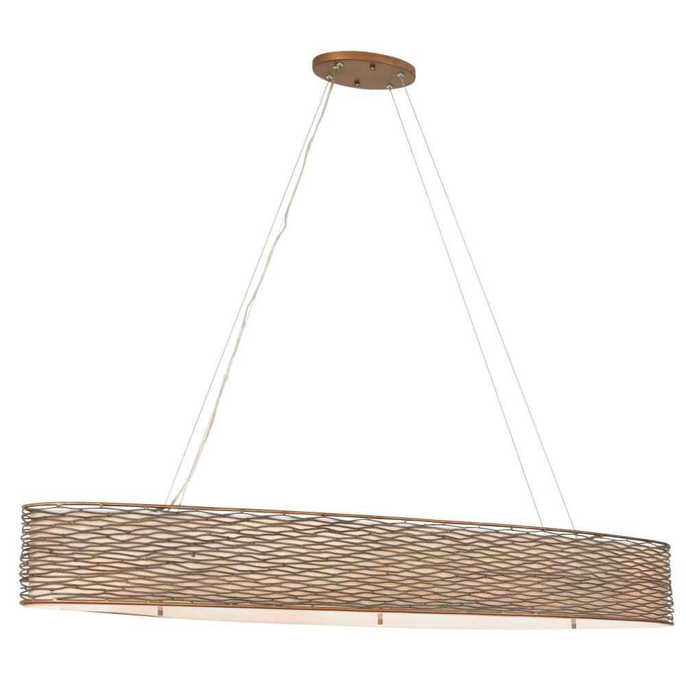 Flow 6-Lt Oval Linear Pendant w/Fabric Shade - Hammered Ore