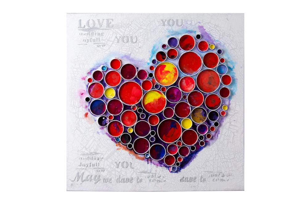 Work Of Heart Red Mixed-Media Wall Art