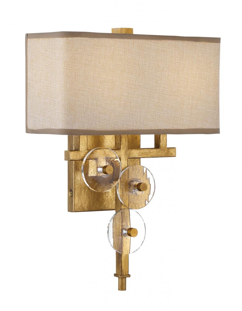 Engeared 2-Lt Wall Sconce - Antiqued Gold Leaf