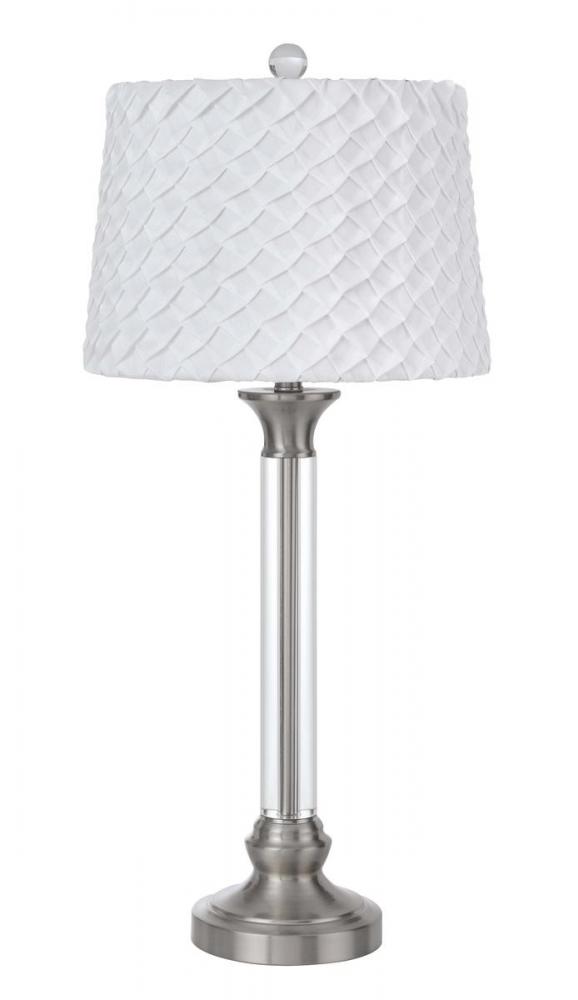 150W 3 way Ruston crystal/metal table lamp with pleated hardback shade