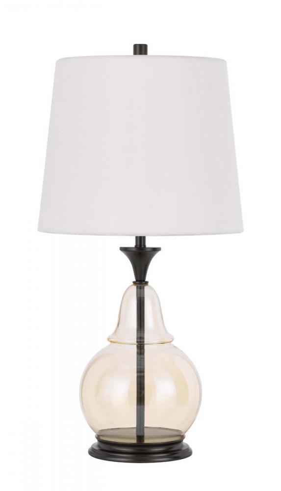 150W 3 way Kittery glass table lamp with hardback fabric shade