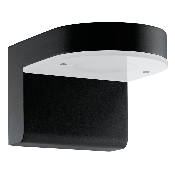 1x10W LED Outdoor Wall Light w/ Black Finish & White Glass