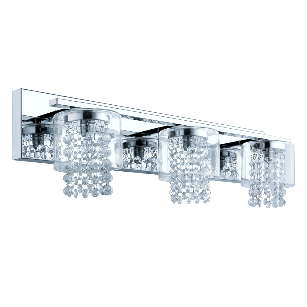 3 LT Bath/Vanity Light with Polished Chrome Finish and Clear Glass Shade with Glass Crystal Accents