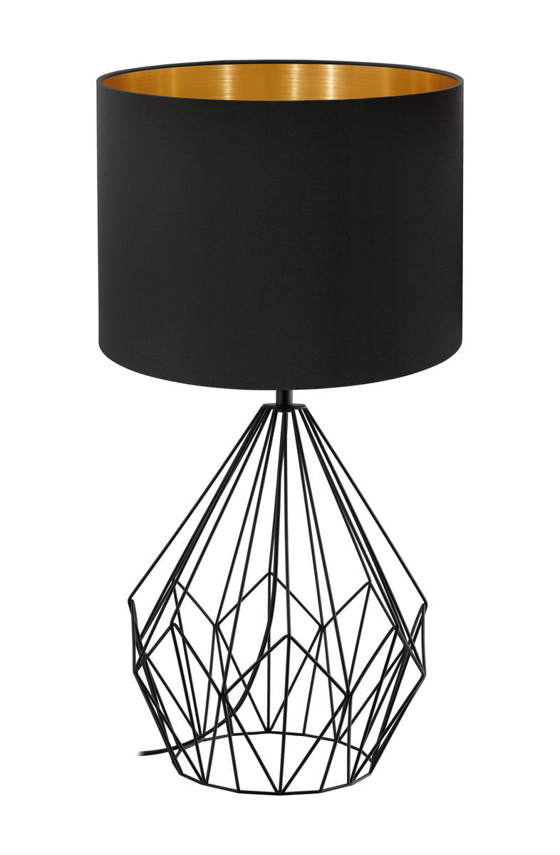1x60W Table Lamp w/ Matte Black Finish & Black & Gold Shade