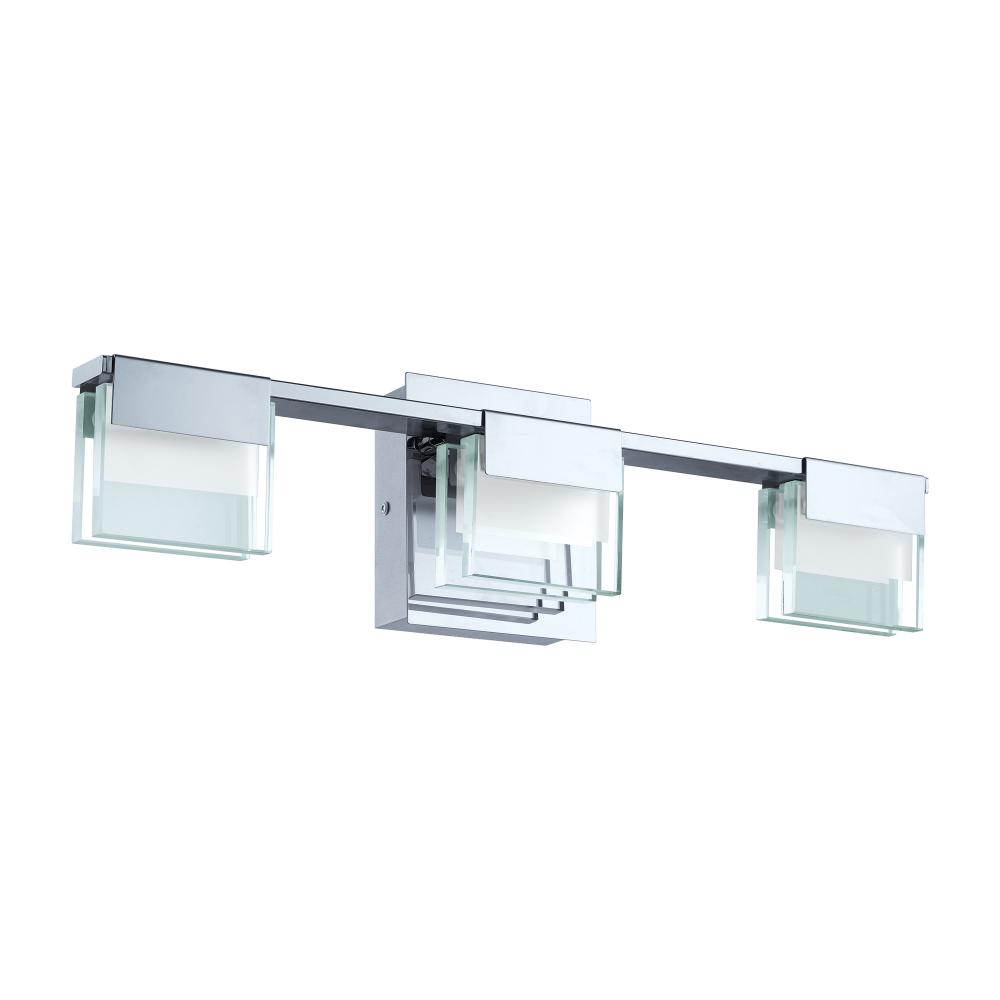 Vicino - 3 LT Integrated LED Bath/Vanity Light with a Chrome Finish and Clear and Satin Glass Shades