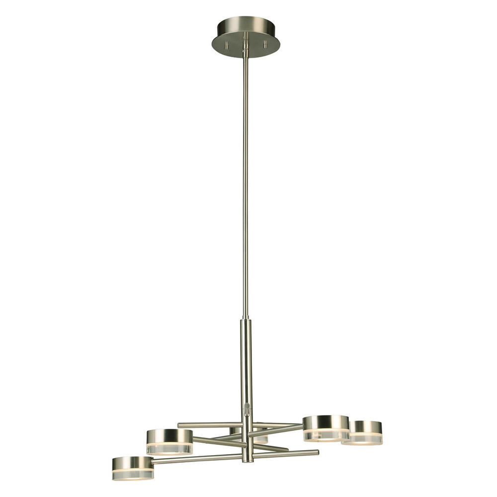 5x30W Integrated LED Chandelier With Brushed Nickel Finish
