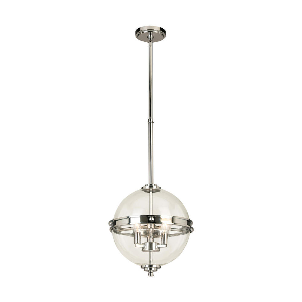 3 LT Pendant with a Chrome Finish and Clear Glass 60W B10 Bulbs