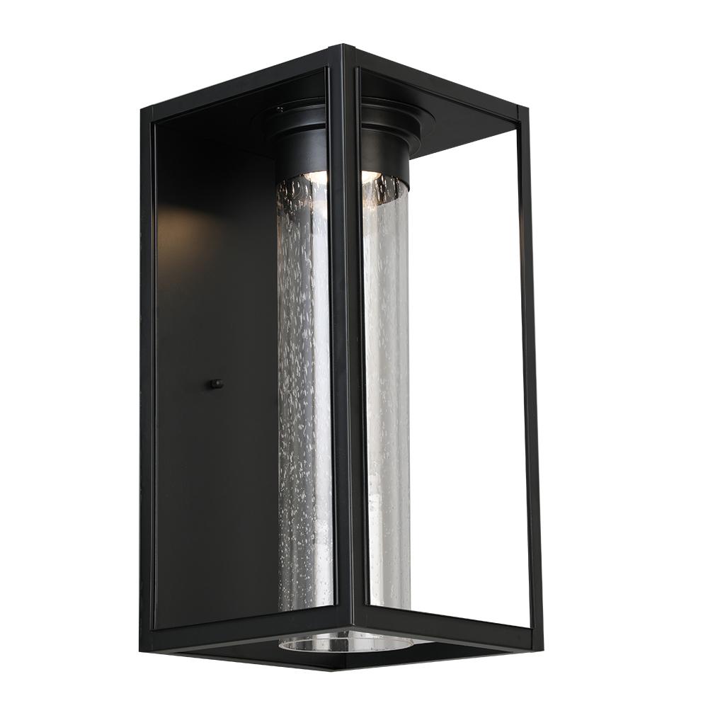Walker Hill - Outdoor Wall Light Matte Black With Clear Seedy Glass 12W LED