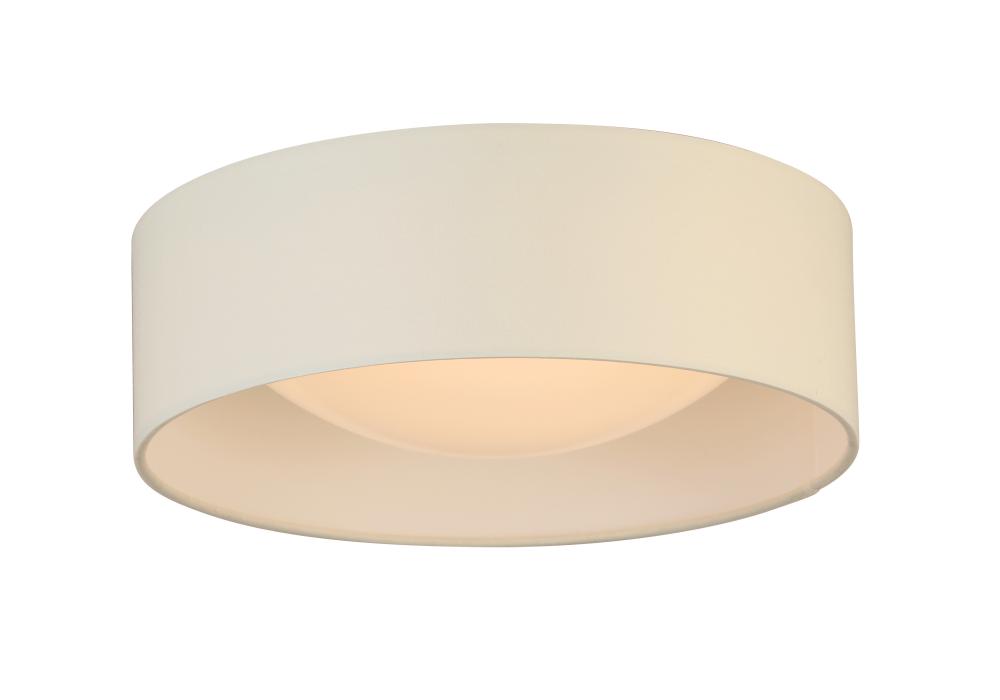 LED Ceiling Light - 12"White Fabric Shade With Acrylic White Diffuser