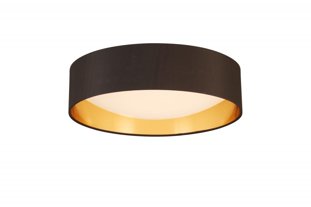 LED Ceiling Light - 16" black exterior and Gold Interior fabric Shade With acrylic diffuser