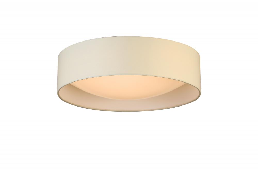 LED Ceiling Light - 16" White Fabric Shade With Acrylic White Diffuser