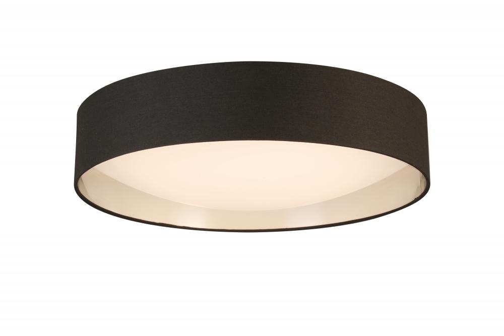LED Ceiling Light - 20" Black Exterior and Brushed Nickel Interior fabric Shade