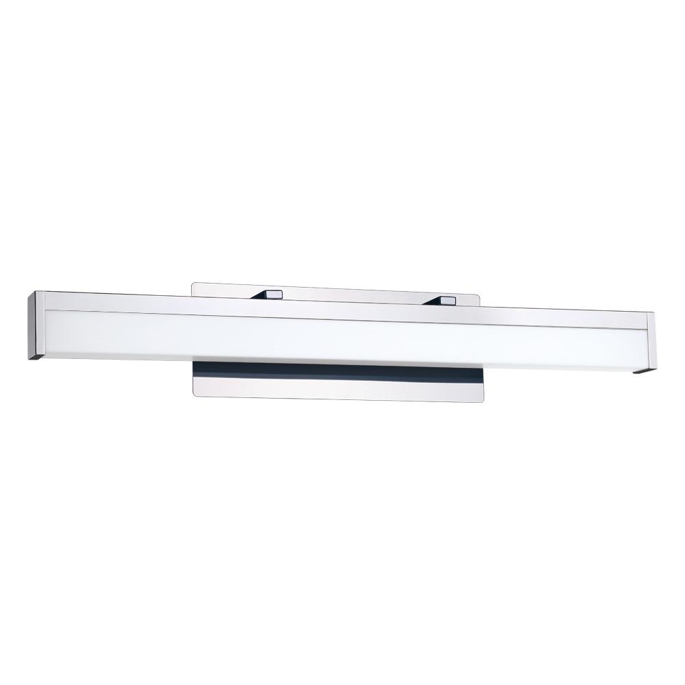 Integrated LED Bath/Vanity Light with a Chrome Finish and White Acrylic Shade 24.5W
