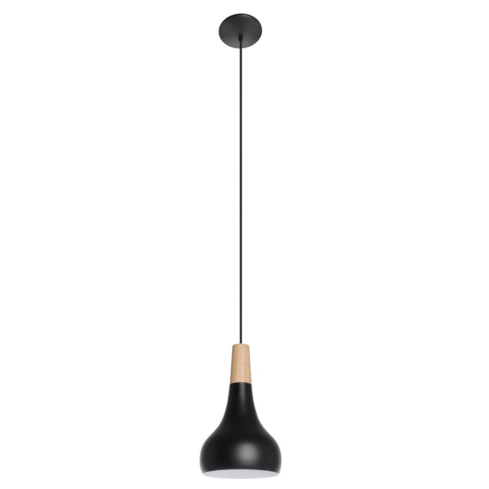 Sabinar - 1 LT Pendant with a Structured Black Finish and Structured Black Exterior & White Interior