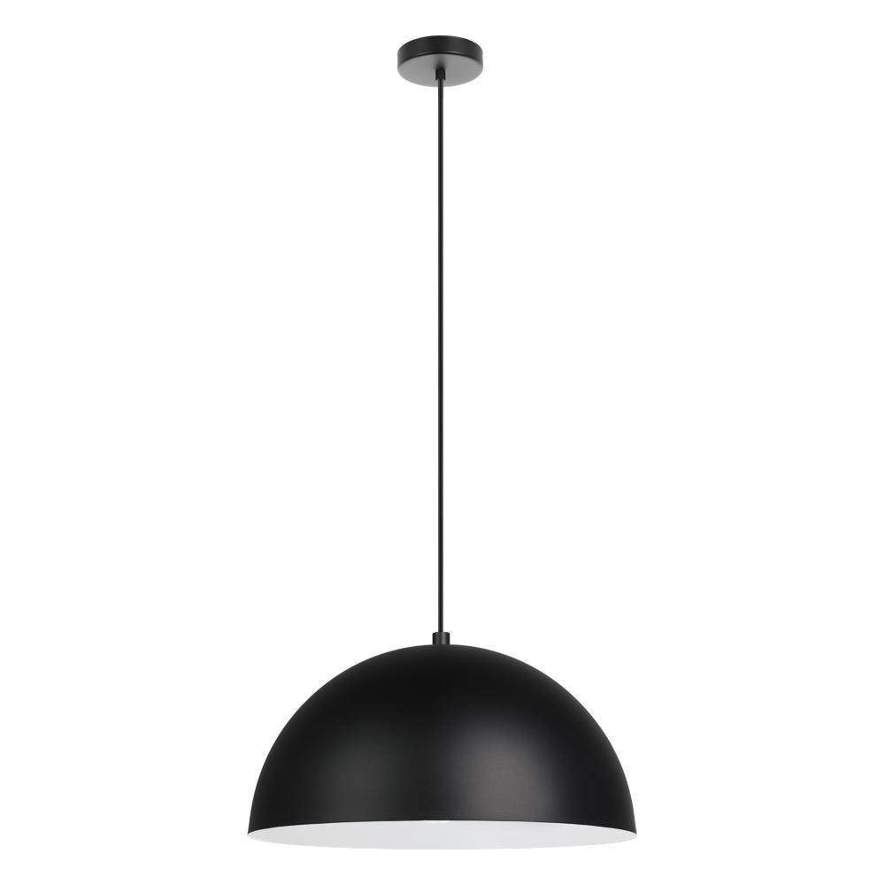 Rafaelino - 1 LT Pendant with a Structured Black Exterior and Matte White Interor Metal Shade