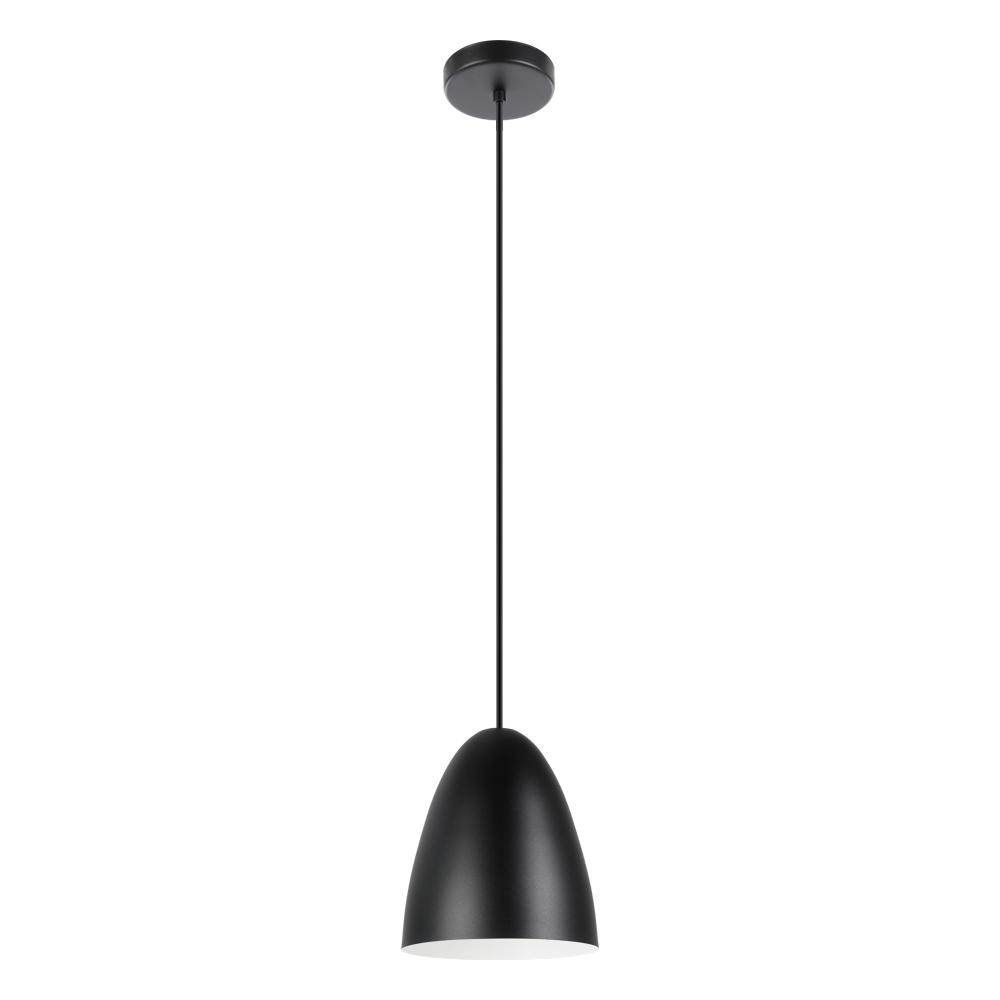 Sarabia - Single Light Pendant with a Structured Black Exterior and Matte White Interior Metal Shade