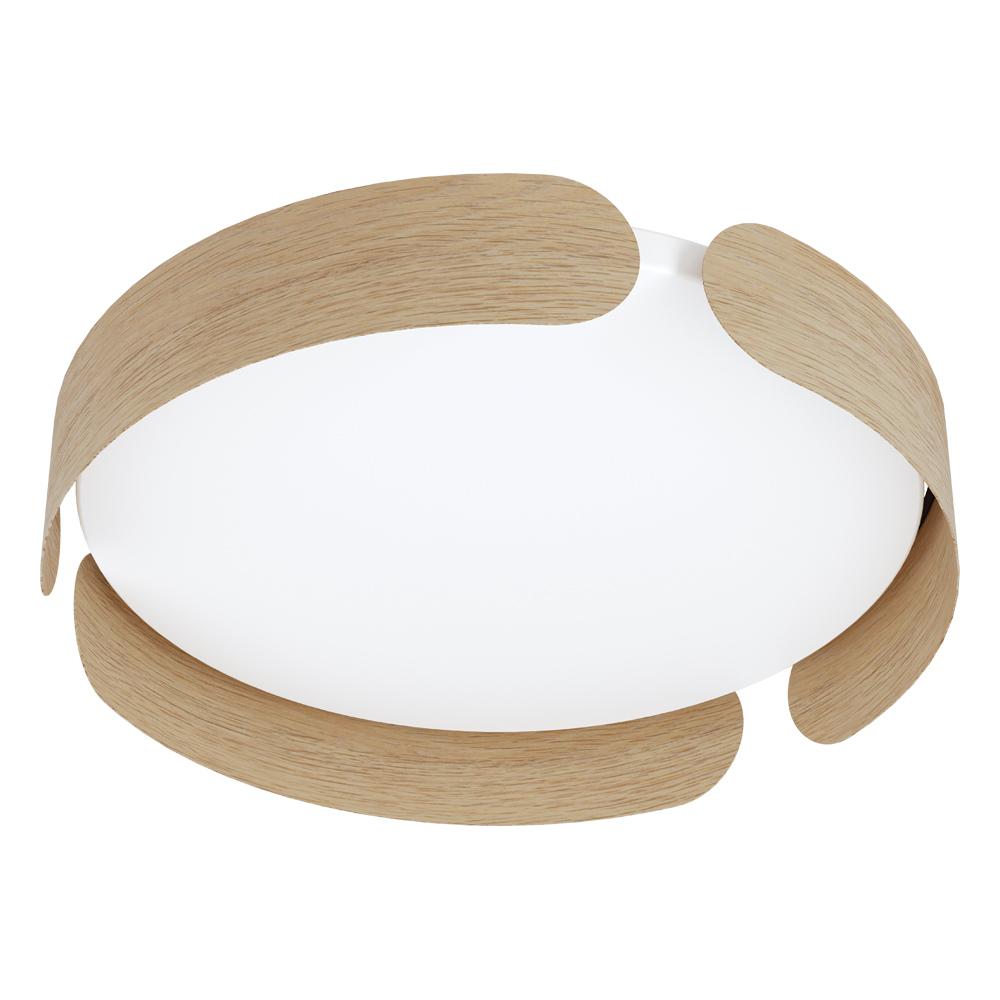 Valcasotto - 1 Light Integrated LED Celing Light With Wood Finish and White Acrylic Shade 24W