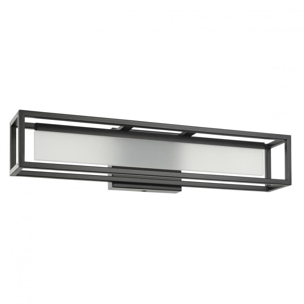 Bath/Vanity Light With Matte Black Finish and White Acrylic Shade 19W Integrated LED