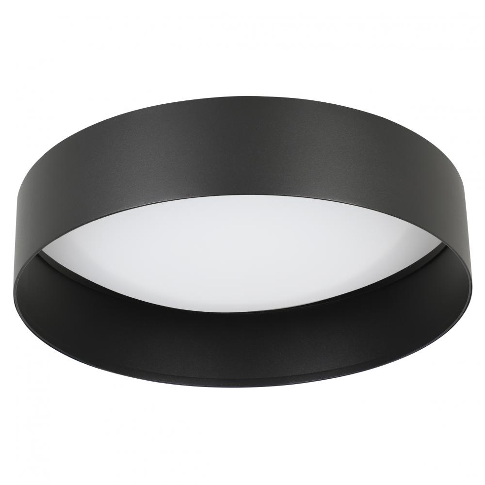 Integrated LED Ceiling Light With a Structured Black Finish and White Acrylic Shade