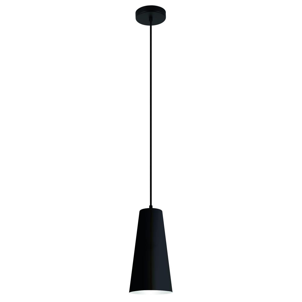 1 LT Mini Pendant With Structured Black Finish and Structured Black Exterior and White Interior