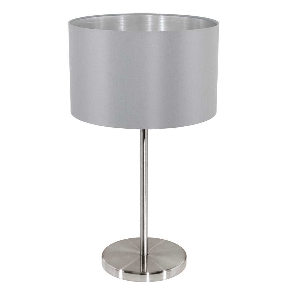 1x60W Table Lamp w/ Matte Nickel Finish & Grey & Silver Shade