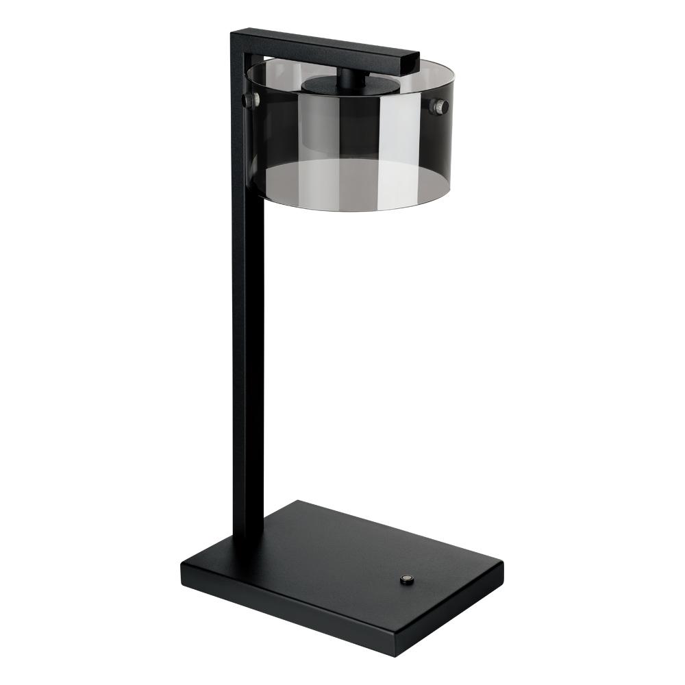1 LT Integrated LED Table Lamp With Black Finish and Vaporized Black Transparent Glass Shade