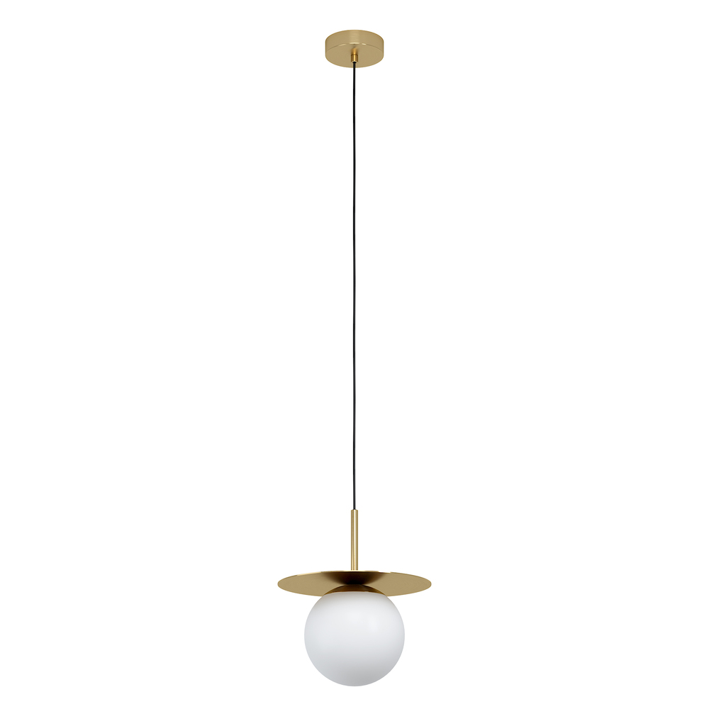 Arenales - 1 LT Mini Penant With a Brushed Brass Finish and White Opal Glass Shade