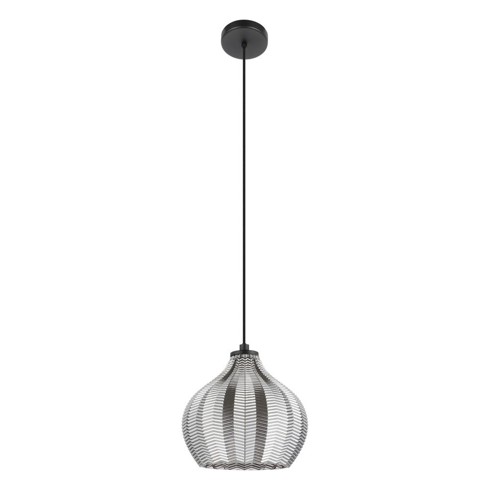 Tamallat - 1 LT Pendant with Structured Black Finish and Vaporized Black Transparent Shade
