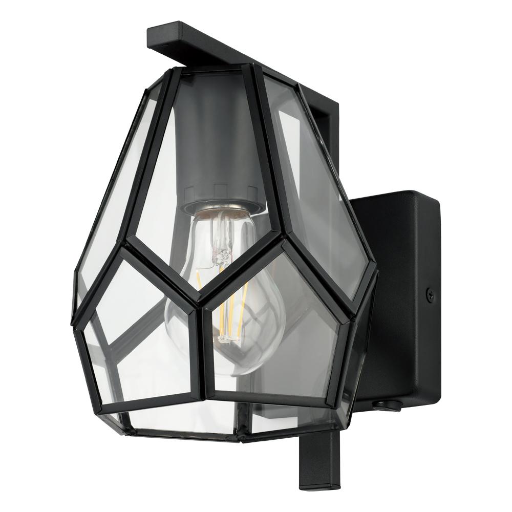 Mardyke - 1 LT Wall Sconce with Structured Black Finish and Geometric Clear Glass Shade
