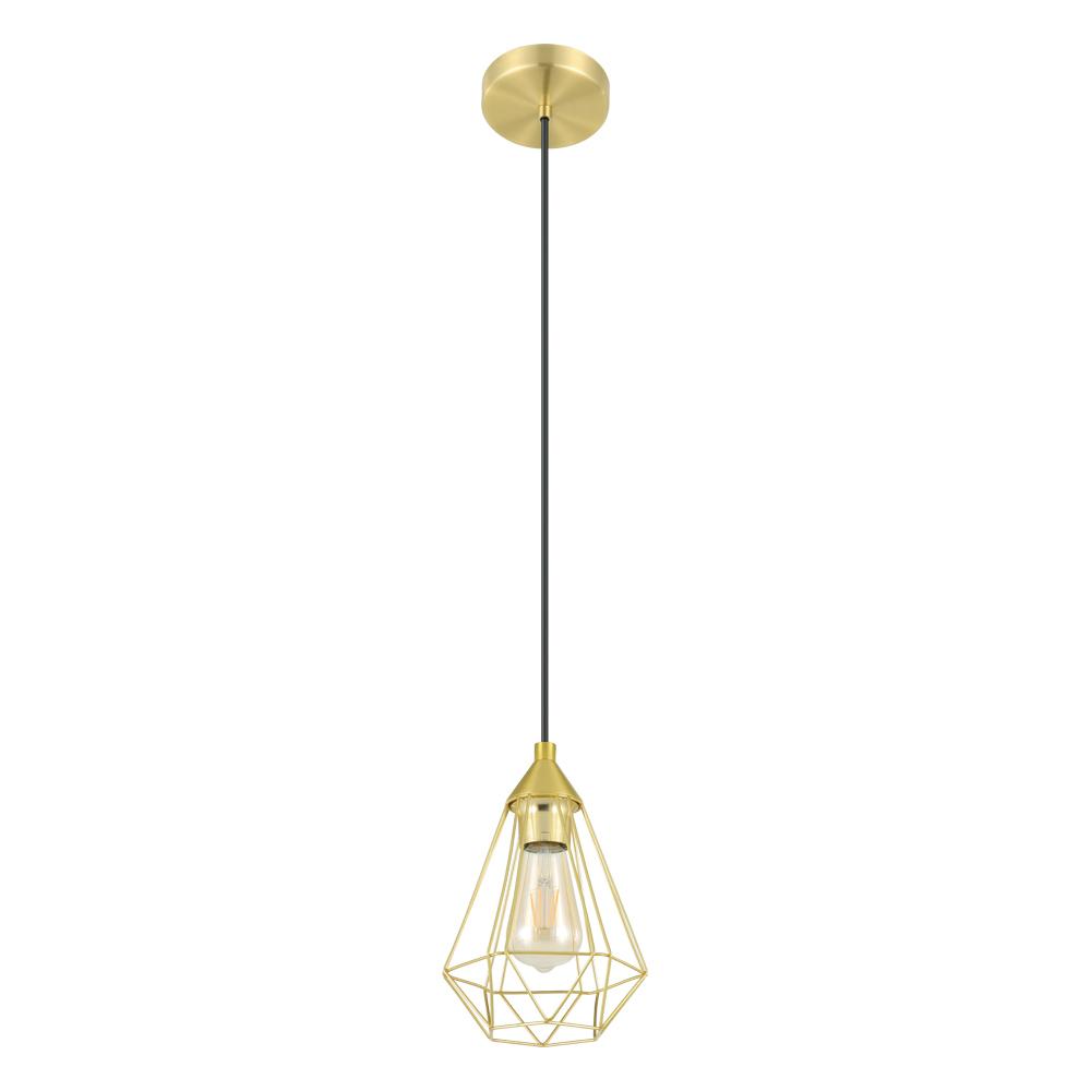 Tarbes - 1 LT Open Frame Geometric Mini Pendant with Brushed Brass Finish with Black Acccents