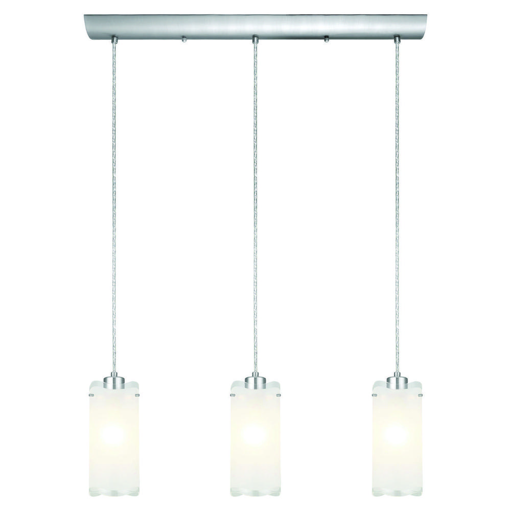 3x100W Multi Light Pendant w/ Matte Nickel Finish & Frosted Clear Glass