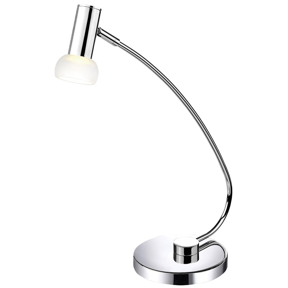 1x3.8W LED Table Lamp w/ Chrome Finish & White Glass