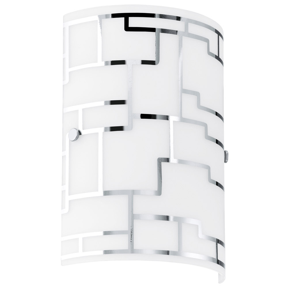 1X60W Wall Light With Chrome Finish & White Décor Glass