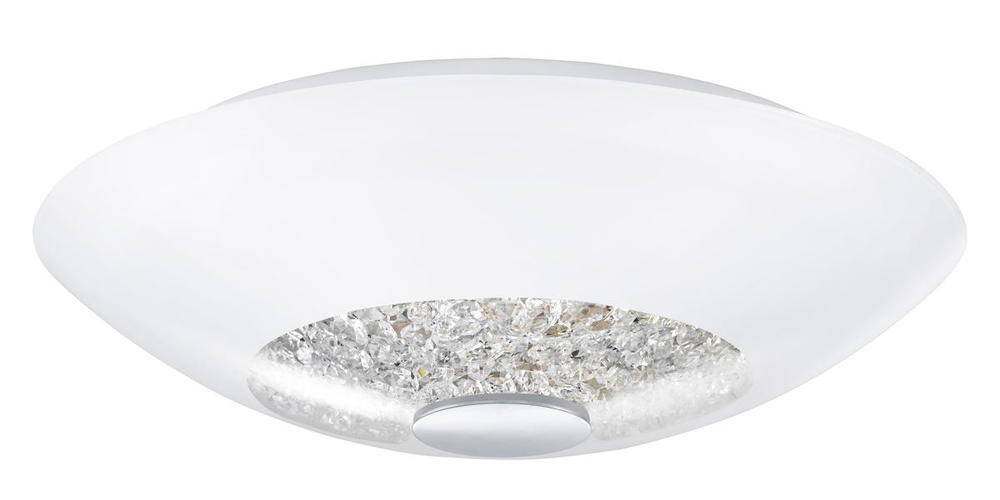 2x75W Ceiling Light w/ Chrome Finish & White Coated Glass w/ Clear Crystals