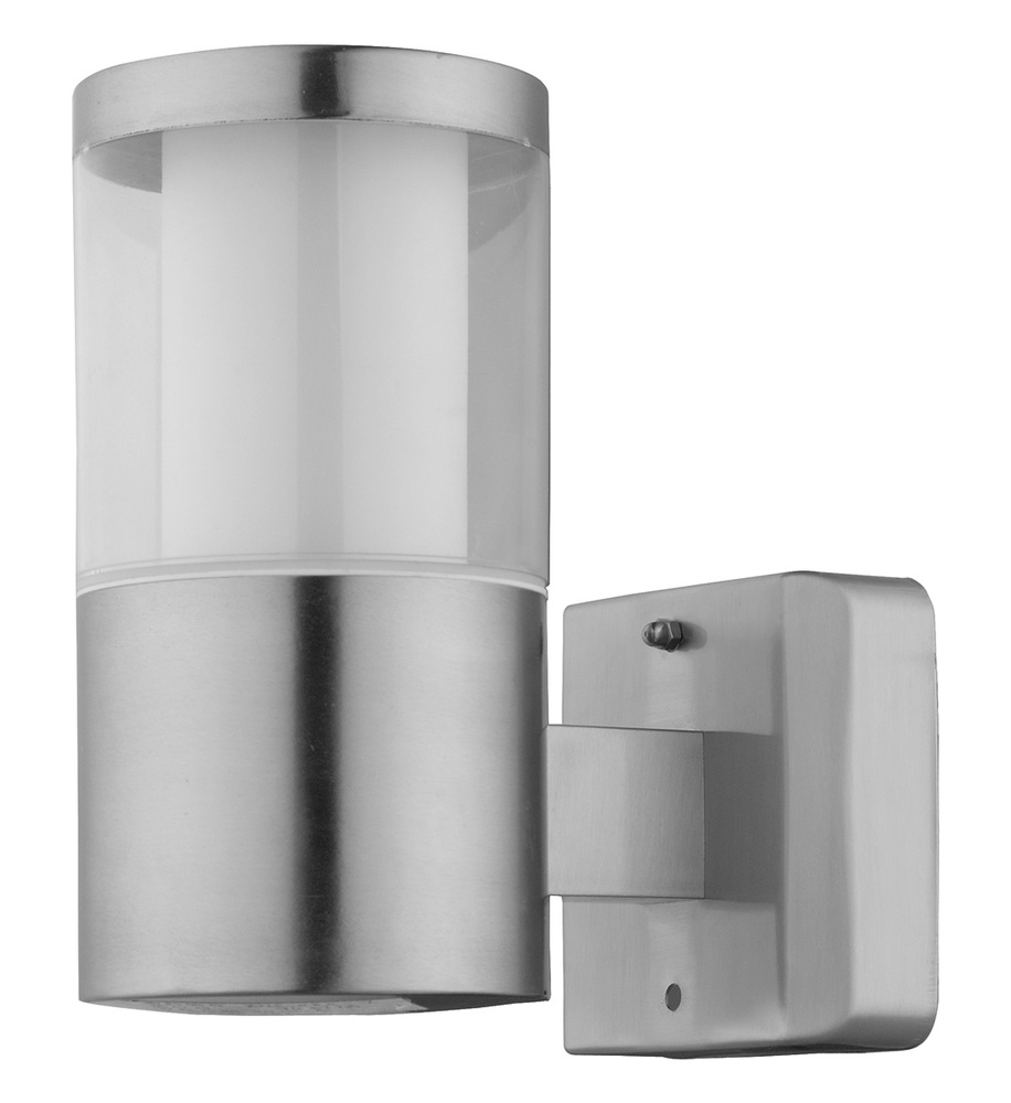 1x3.7W LED Outdoor Wall Light w/ Stainless Steel Finish & Clear & White Plastic Glass