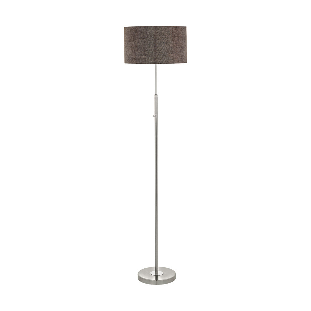 1x24W Floor Lamp w/ Satin Nickel/Chrome Finish & Brown Linen Shade