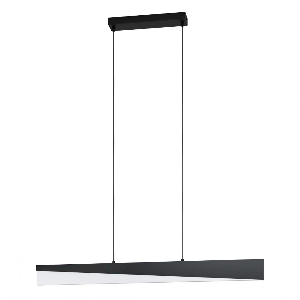 Integrated LED Linear Pendant With Structured Black Finish and White Acrylic Shade