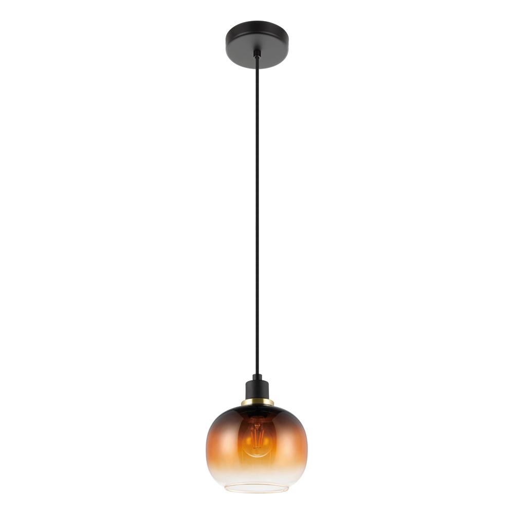 1 LT Pendant Structured Black Finish With Vaporized Amber Glass Shade 1-40W E26 Bulb