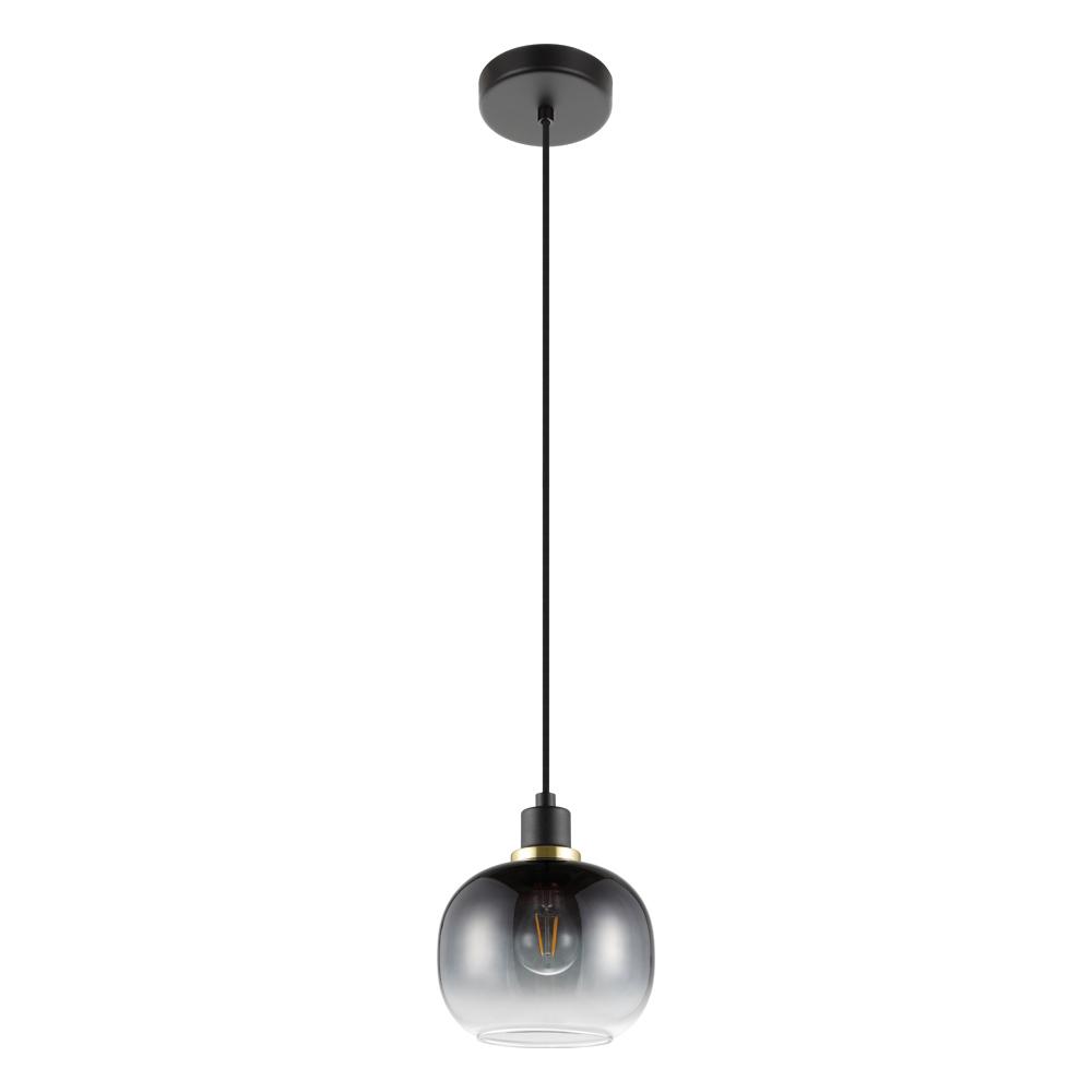 1 LT Pendant Structured Black Finish With Vaporized Black Glass Shade 1-40W E26 Bulb