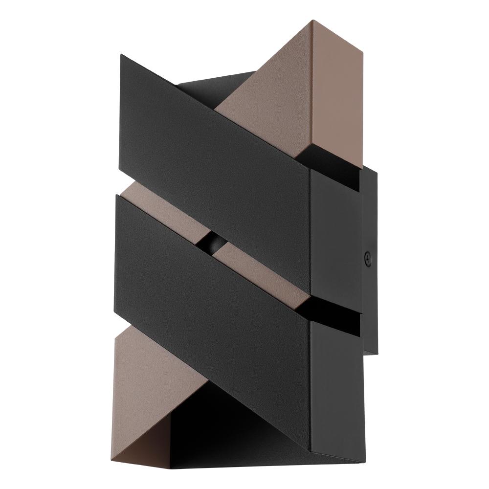 Wall Light With Structured Black and Mocha Finish 2x2.5W Integrated LED