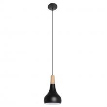 Eglo 205154A - Sabinar - 1 LT Pendant with a Structured Black Finish and Structured Black Exterior & White Interior