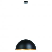 Eglo 205293A - 1 LT Pendant With a Structured Black Exterior and Gold Leaf interior Metal Shade 1-60W E26