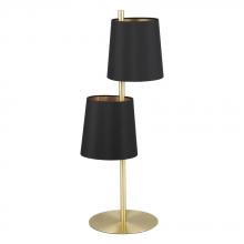 Eglo 205301A - Almeida 2 - 2 LT Table Lamp Brushed Brass Finish With Black Exterior and Gold Interior Shades