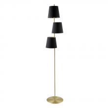 Eglo 205302A - Almeida 2 - 3 LT Floor Lamp Brushed Brass Finish With Black Exterior and Gold Interior Shades