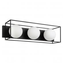 Eglo 205351A - 3 Lt Open Frame Bath Light With Matte Black Finish and White Sphere Shaped Glass Shades