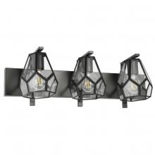 Eglo 205365A - 3 Lt Bath/Vanity Light With a matte black finish and Clear Glass Geometric shades