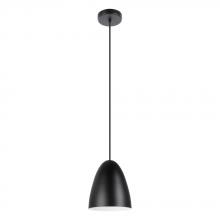 Eglo 205418A - Sarabia - Single Light Pendant with a Structured Black Exterior and Matte White Interior Metal Shade